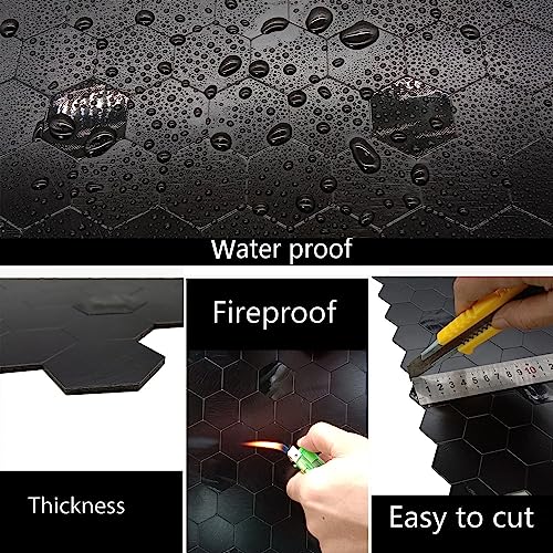 XUANINY 5-Metal Peel and Stick Backsplash Tiles, Aluminum Mosaic Sticker for Kitchen Wall Decor Hexagon Design Frosted 3D wall Sticker(11.02"x11.5") (Black Brushed 5) by XUANINY - Used condition - Image 5