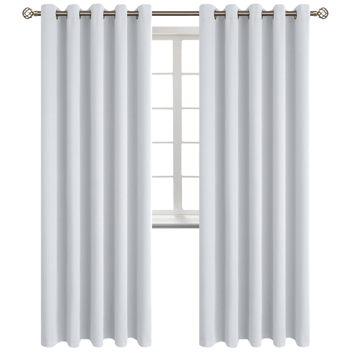 BGment Room Darkening Curtains 84 Inches Long - Grommet Thermal Insulated Drapes Window Treatment Curtains for Bedroom, 2 Panels, 70 x 84 Inch, Greyish White