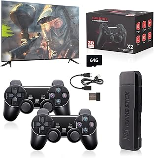 GD10 Wireless Retro Game Console, 4K HDMI Nostalgia Stick Game for TV, Plug & Play Video TV Game Stick with 64G Built-in 20000+ Games, Dual 2.4G Wireless Controllers (64G (20000 Games))