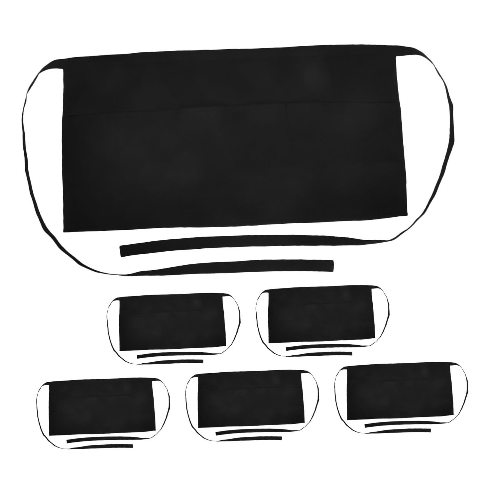 SHINEOFI 6 Grembiuli da Cameriere Neri con Tasche Mezzo Grembiule Corto in Poliestere con Cintura Regolabile Grembiule da Lavoro Unisex per Ristoranti Bar e Cucina Professionale 30X60