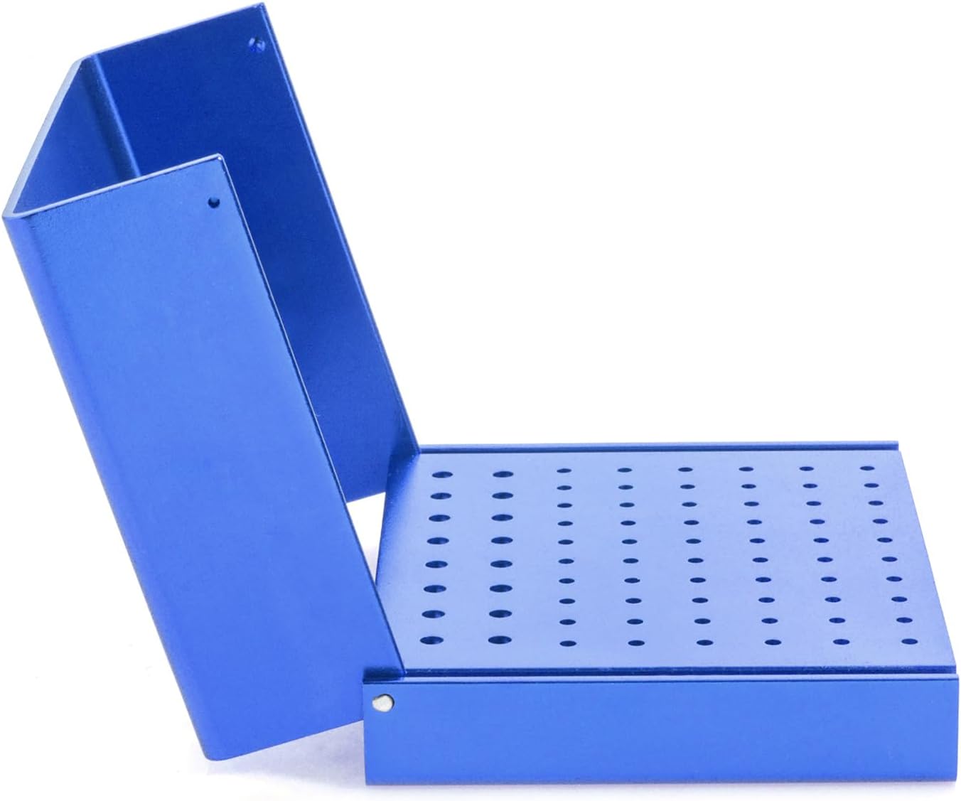 76 Holes Burs Holder Block Cleaning Stand Autoclave Case Bur Box Aluminium Alloy Organizer (Blue)