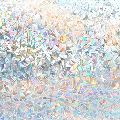 DOWELL Pellicola per finestre, effetto arcobaleno, pellicola per finestre non adesiva, 3D, statica, rimovibile, in vinile, effetto arcobaleno, anti UV, per casa e ufficio, 30 x 200 cm