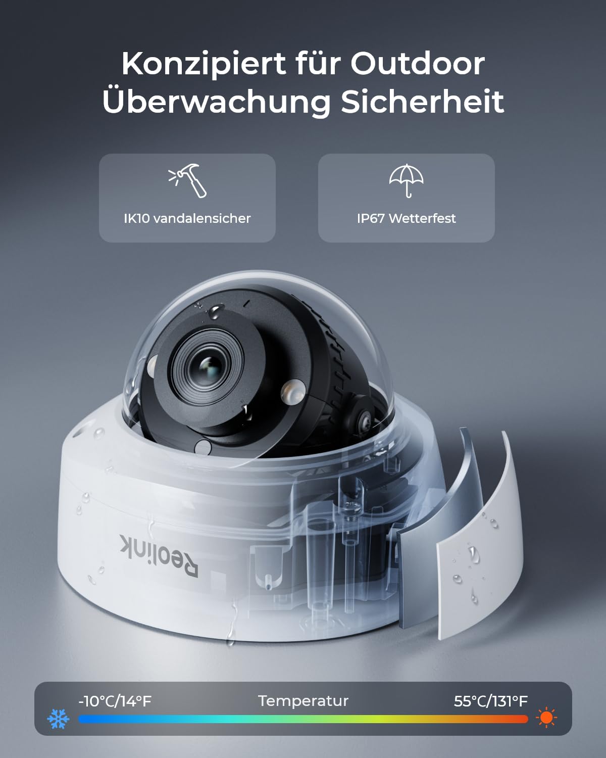 Reolink 4K UHD PoE Überwachungskamera, mit Ik10 Vandalismusschutz,RLC-840A | Farbnachtsicht, intelligenter Personen-/Fahrzeug-/Tiererkennung, Zwei-Wege-Audio, Einer schwenkbaren Innenhalterung,
