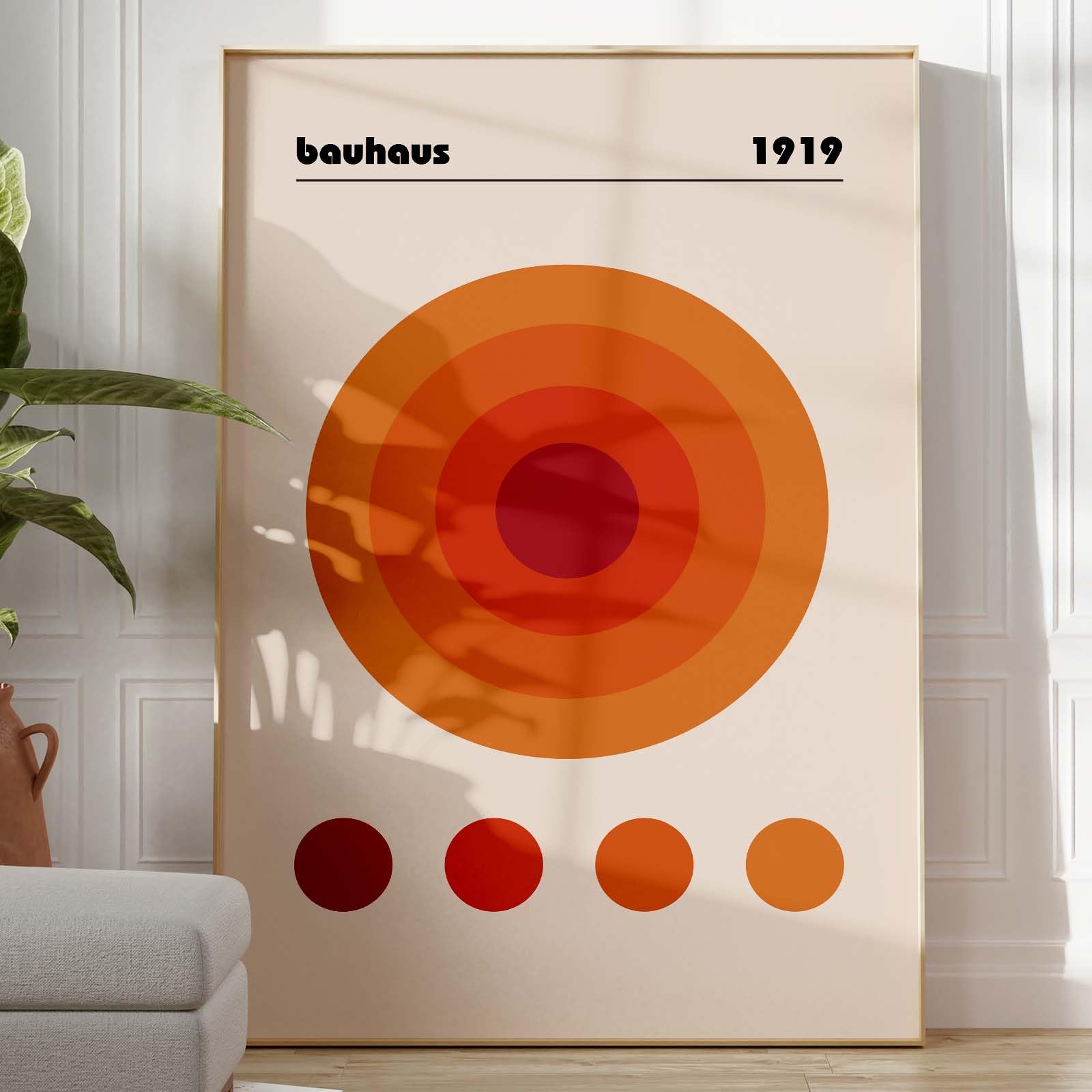 Amazon.com: Bauhaus Wall Art Orange Circle Art Mid Century Modern Wall ...