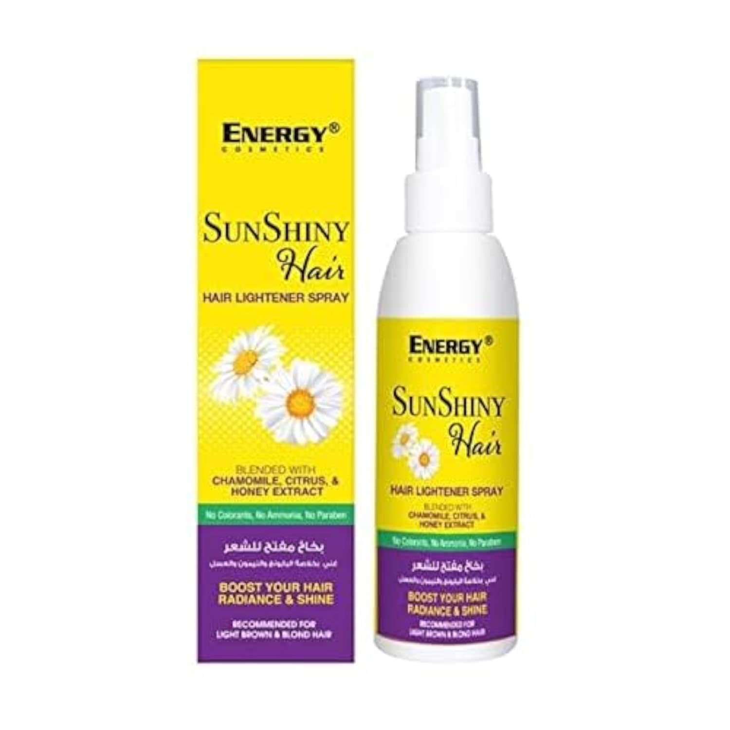 Energy Cosmetics Sunshiny Hair Lightener Spray Blended With Chamomile, Citrus & Honey Extracts, Boost Your Radiance & Shine, Suitable For All Hair Types, 125ml