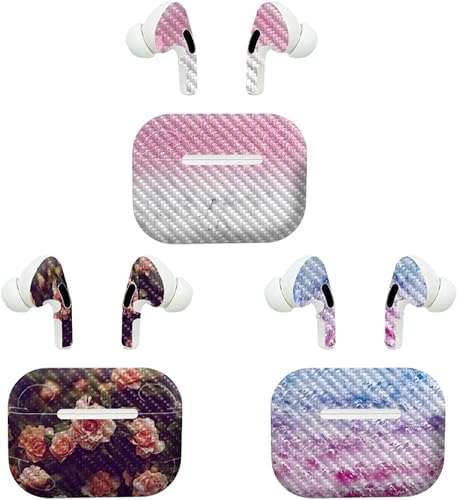 MightySkins - Paquete de 3 fundas de fibra de carbono para Apple Airpods Pro – Brillo vintage | Acabado de fibra de carbono texturizado protector,