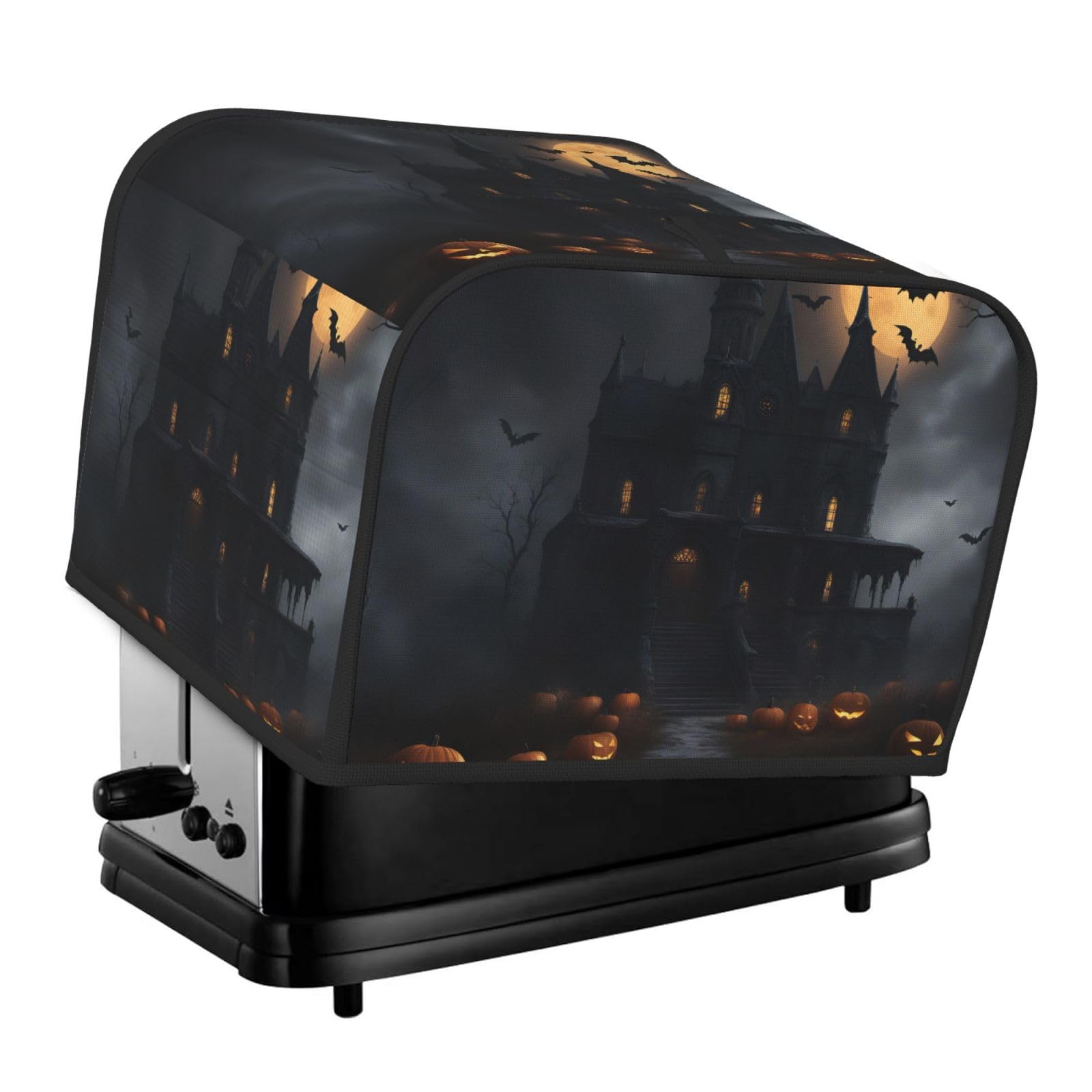 Halloween Goth Print 4 Slice Toaster Cover Toasters Dustproof Heat Resistant Kitchen Appliance Protector