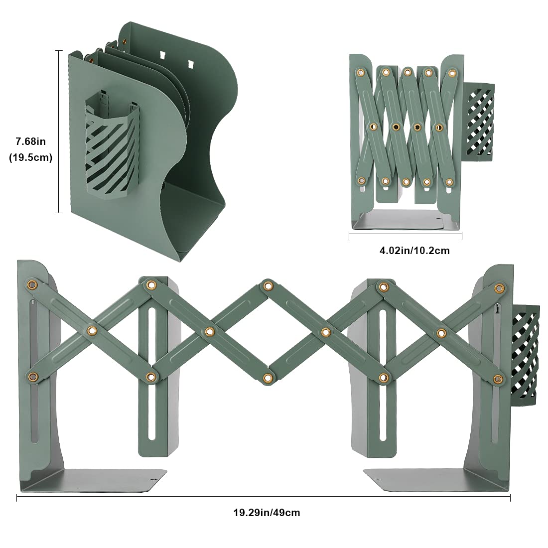 Fermalibri STEELNOVO Romeo Coppia Verde – Design Minimalista, Piedini Antiscivolo, 10x15x8 Cm, Made In Italy