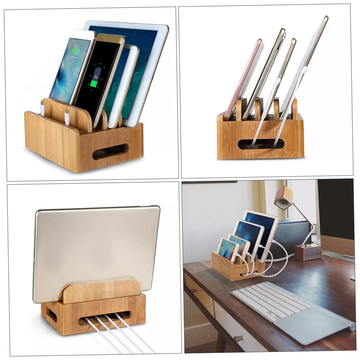 UPKOCH Stazione Di Ricarica in Legno Per Dispositivi Elettronici Organizer Usb Multi Dispositivo Con Supporto Per e Tablet Design Per Scrivania Ordinata e Pulita