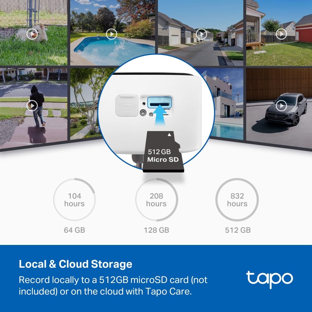 Tapo Kit de Caméra de Surveillance WiFi extérieure Full HD, Batterie 5200 mAh, jusqu'à 180 Jours d'autonomie, Vision Nocturne Couleur, détection de Personne, Alarme sonore et Lumineuse, IP65 C400 KIT
