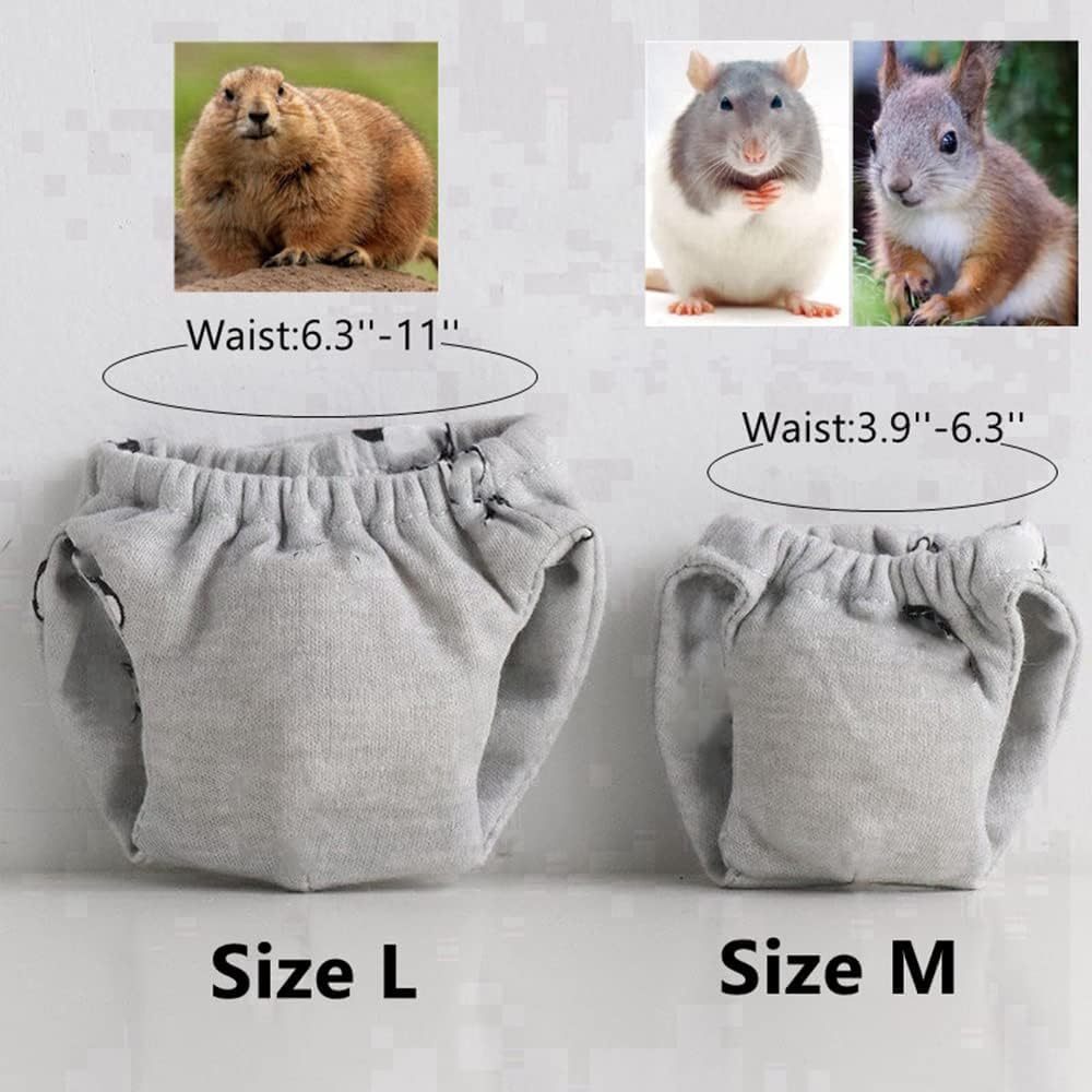 FORZENA Reusable Squirrel Diapers Highly Absorbent with Strong Flexible Pants No Leak Washable Diapers Urine Wet Pants for Squirrel,Fancy Rat,Groundhog (M (3.9