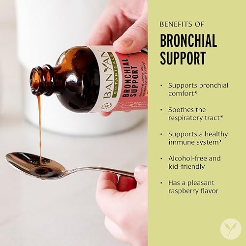 Miniatura 4 de Banyan Botanicals Apoyo bronquial - Jarabe de hierbas orgánicas para niños y adultos - Fórmula de apoyo respiratorio calmante con regaliz y raíz de