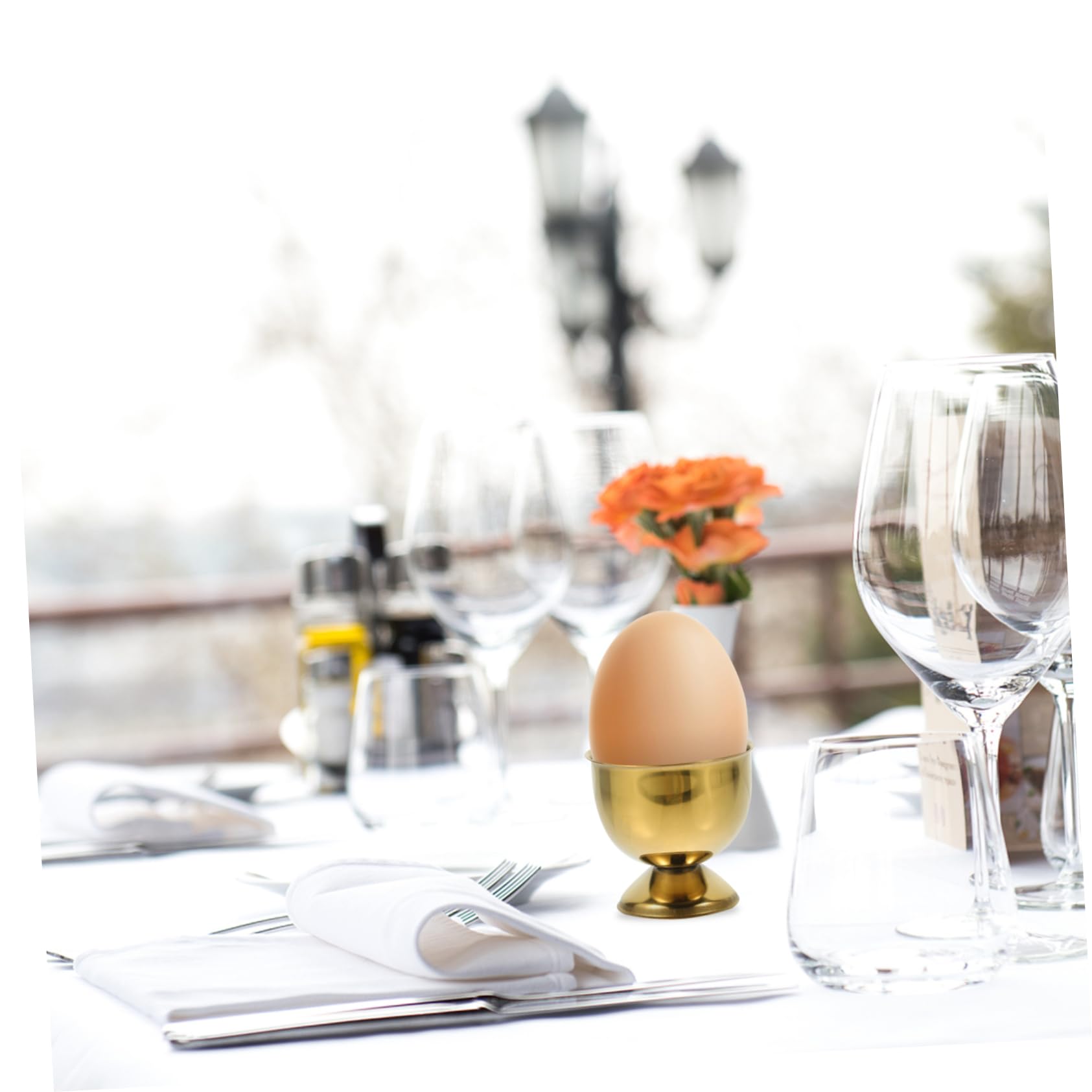 Garneck Egg Holder Silver Gold 6pcs Stainless Steel Egg Cups Egg Stand Cup for Kitchen Boiled Egg St