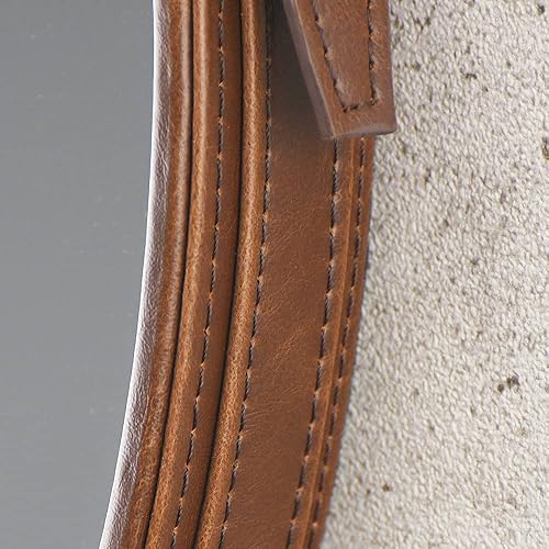 Miniatura 5 de Ms.Box Espejo redondo de pared de piel sintética con correa para colgar