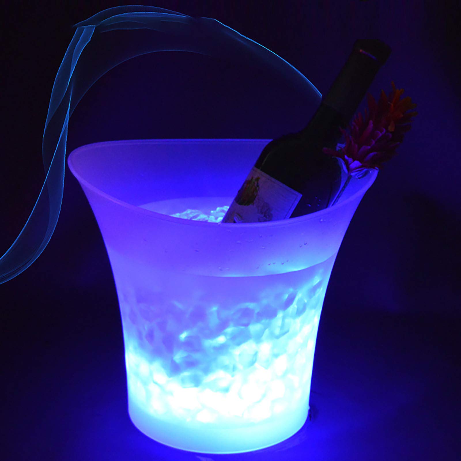 Genérico Cubo de Hielo LED 5L, Cubo de Champán con Luz Multicolor Cambiante Automático, Cubo Enfriador para Vino,Champán,Cerveza, Resistente al Agua, para Fiestas,Bares,Casa,Club