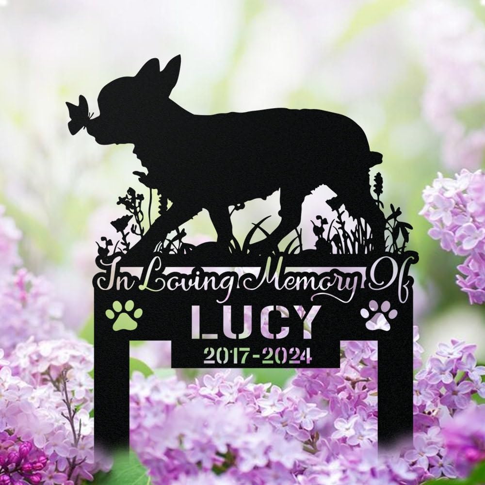 Custom Chihuahua Memorial Stake Chihuahua Metal Plaque Grave Marker Dog Tribute Cemetery Stake Loss Of Dog Gift Remembrance Ornament Dog Lover Gift Engraved Plate