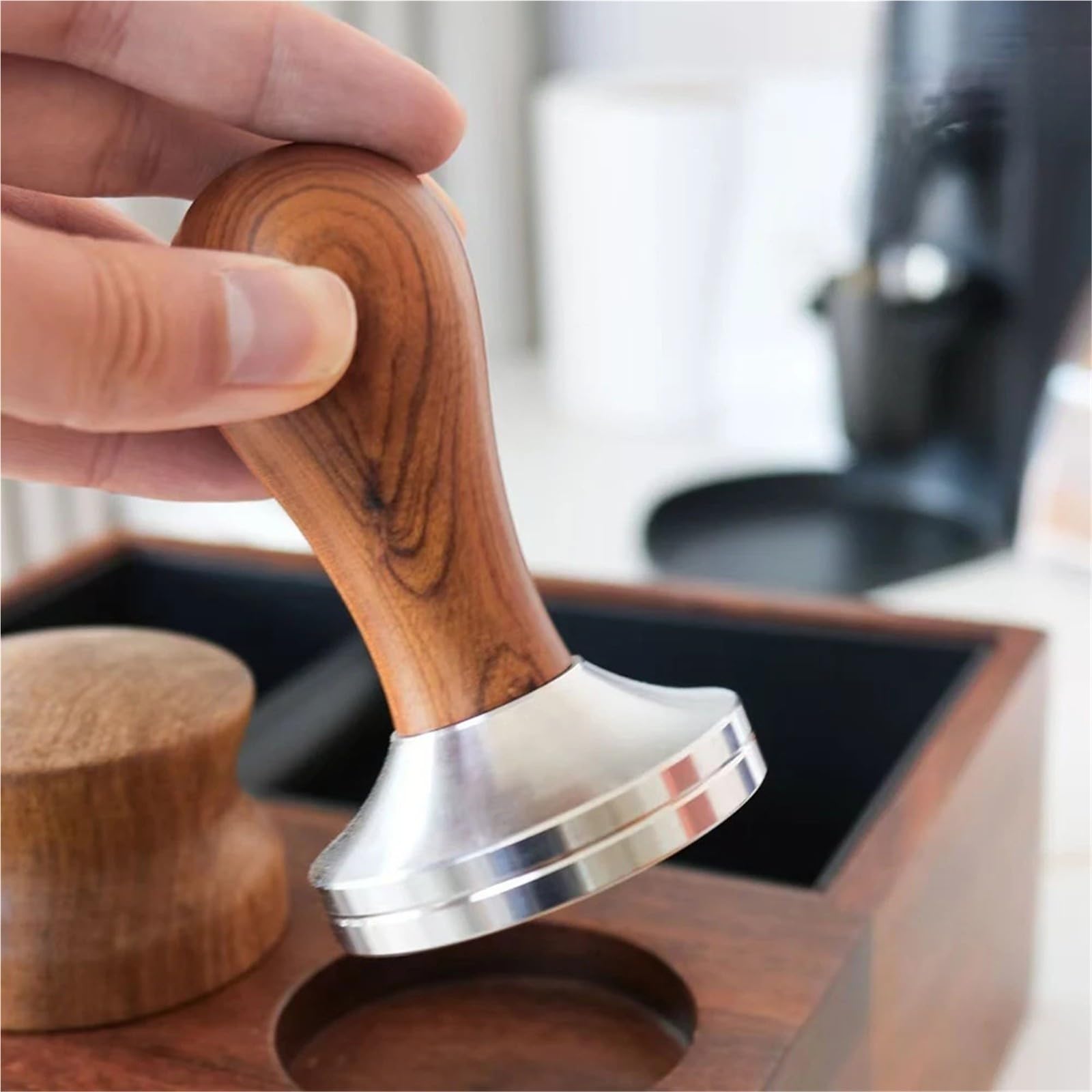 Pressino Per Caffè Espresso Da 51/54/58 Mm Manuale In Legno Resistente Acciaio Inossidabile Progettato Per Caffè Accessori Per Caffè Espresso Strumenti Per Barista Tamper Manuale(58.35mm-Wood)