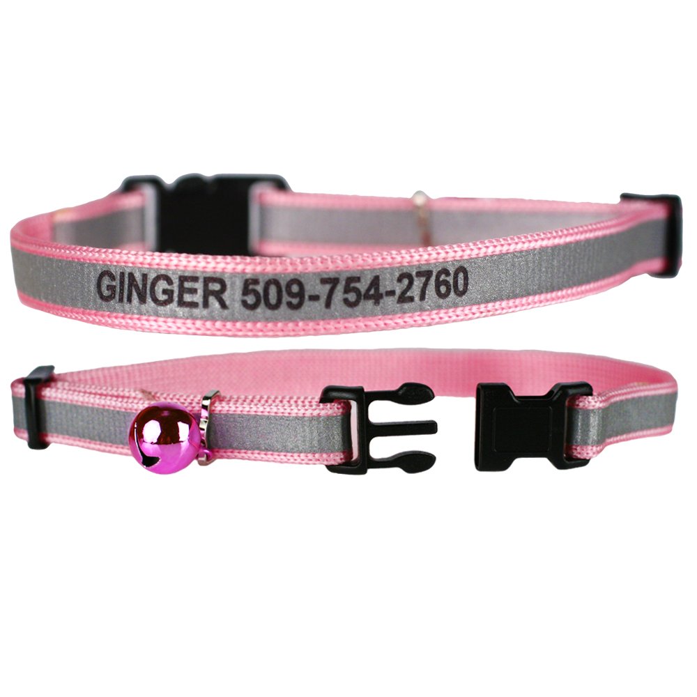 GoTags Personalized Reflective Cat Collars, Engraved Custom Cat Collar