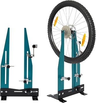 Bicycle Wheel Truing Stand for 27-29 Inch, Bike Wheel Alignment Repair Tool Kit, Rim Calibration Stand with Spoke Wrench, Removable Base, Adjustable Width 3.5-5.9in for Rim Truing