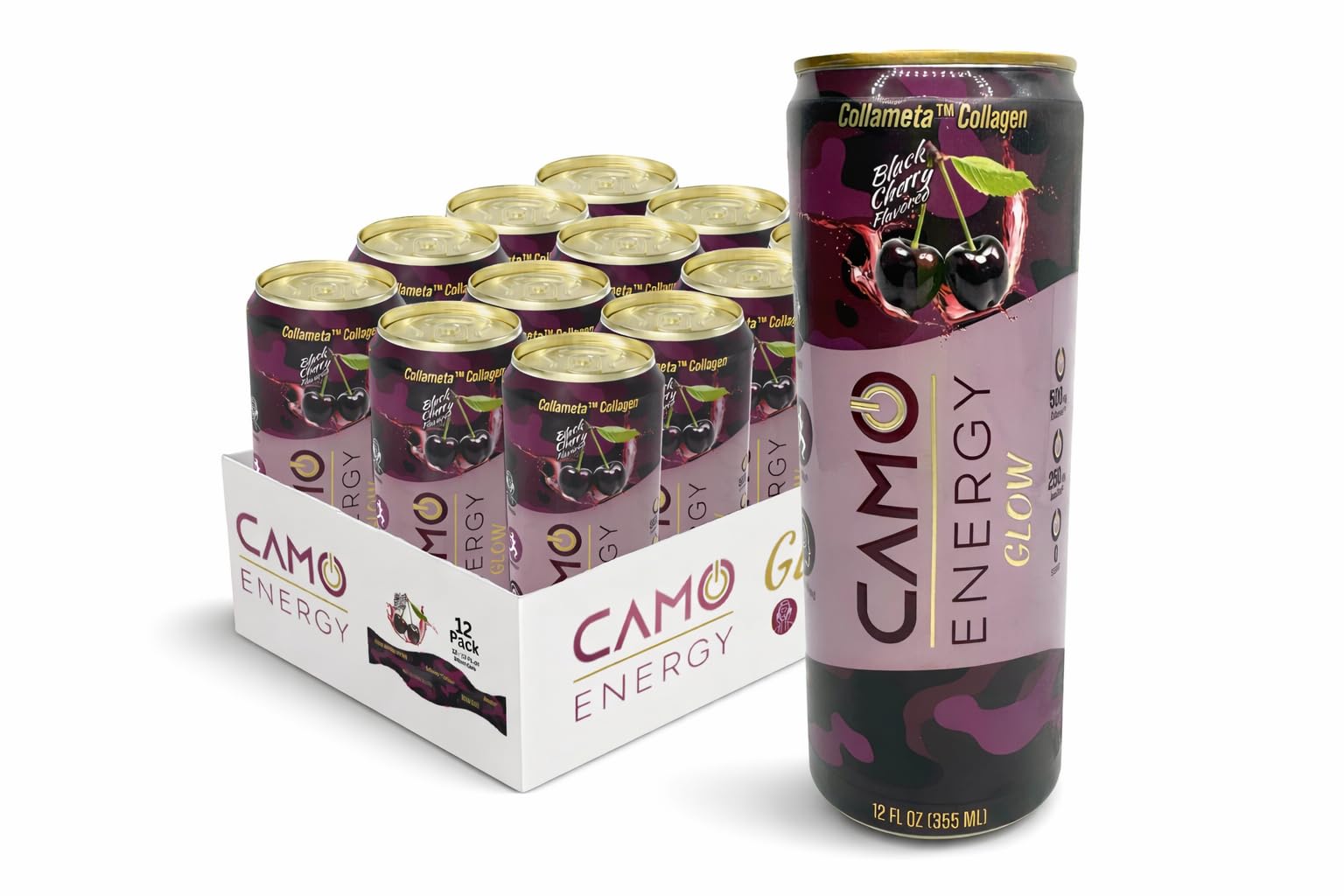 Amazon.com : CAMO Energy GLOW™ Black Cherry Energy Drink, Zero