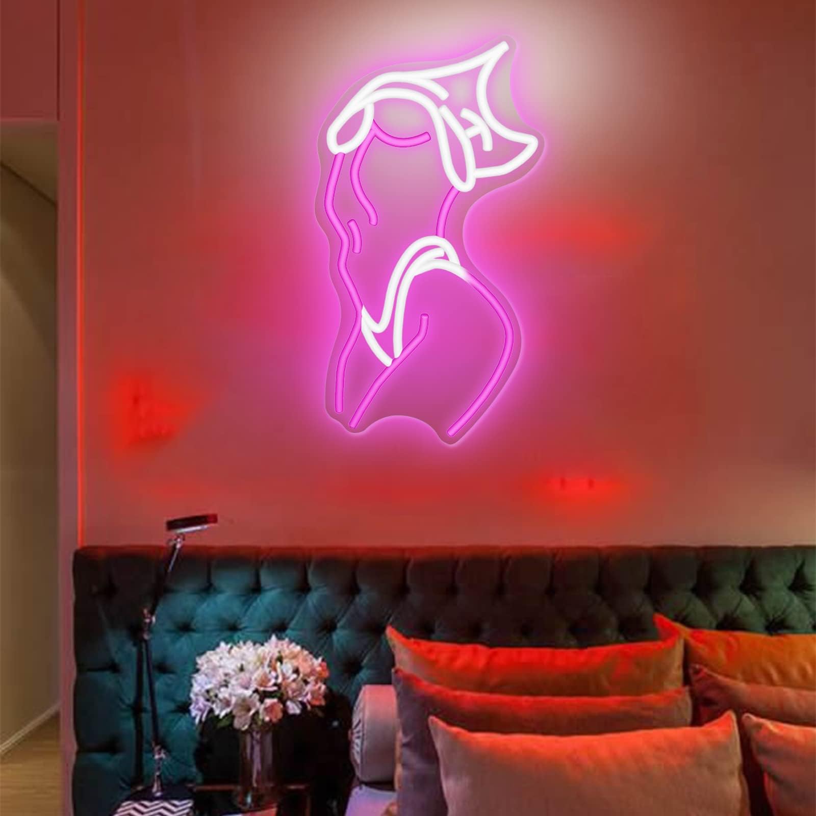 Neon Signs for Wall Decor Pink LED Light Sign for Preppy Room Decor Light Up Sign for Birthday Party Decoration USB Powered: A-Lady