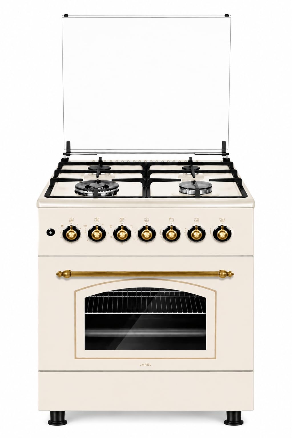 CUCINA LAREL 60X60 4 FUOCHI ACC ELET FORNO A GAS VENTILATO RUSTICA GRIGLIE GHISA