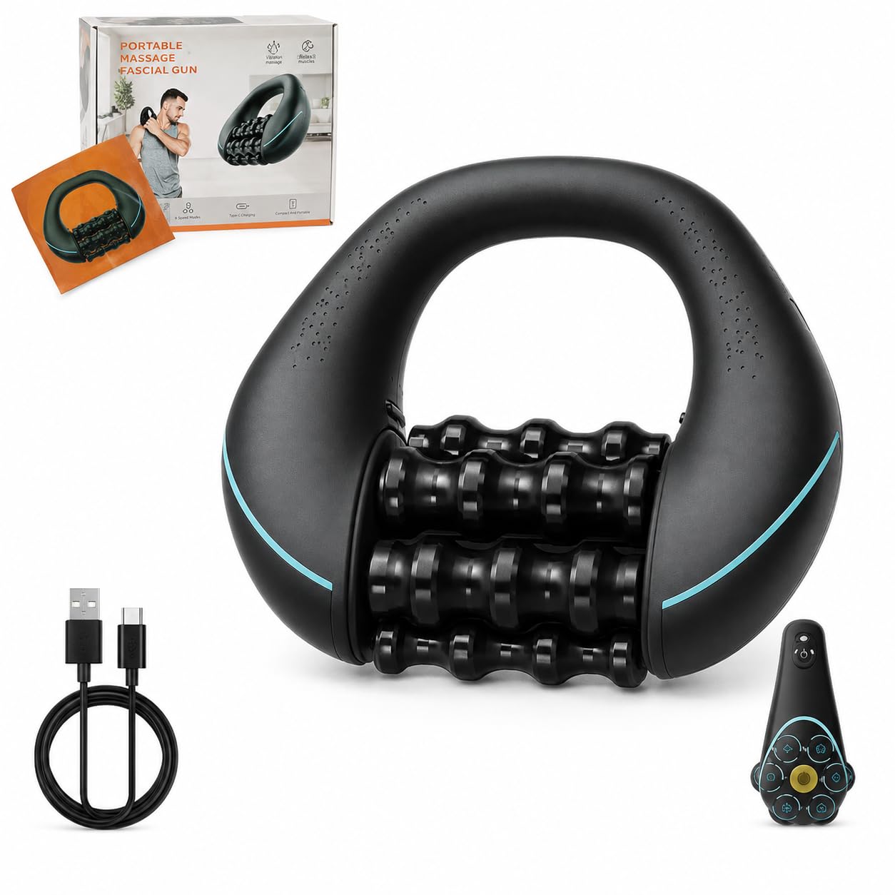 Massageroller Elektrisch Handmassagegerät,mit 3 Geschwindigkeitsstufen, 1200mAh Akku Massagegerät für Tiefengewebsmassage, Tragbarer Rollmassagegerät für Muskeln & Ganzkörperentspannung