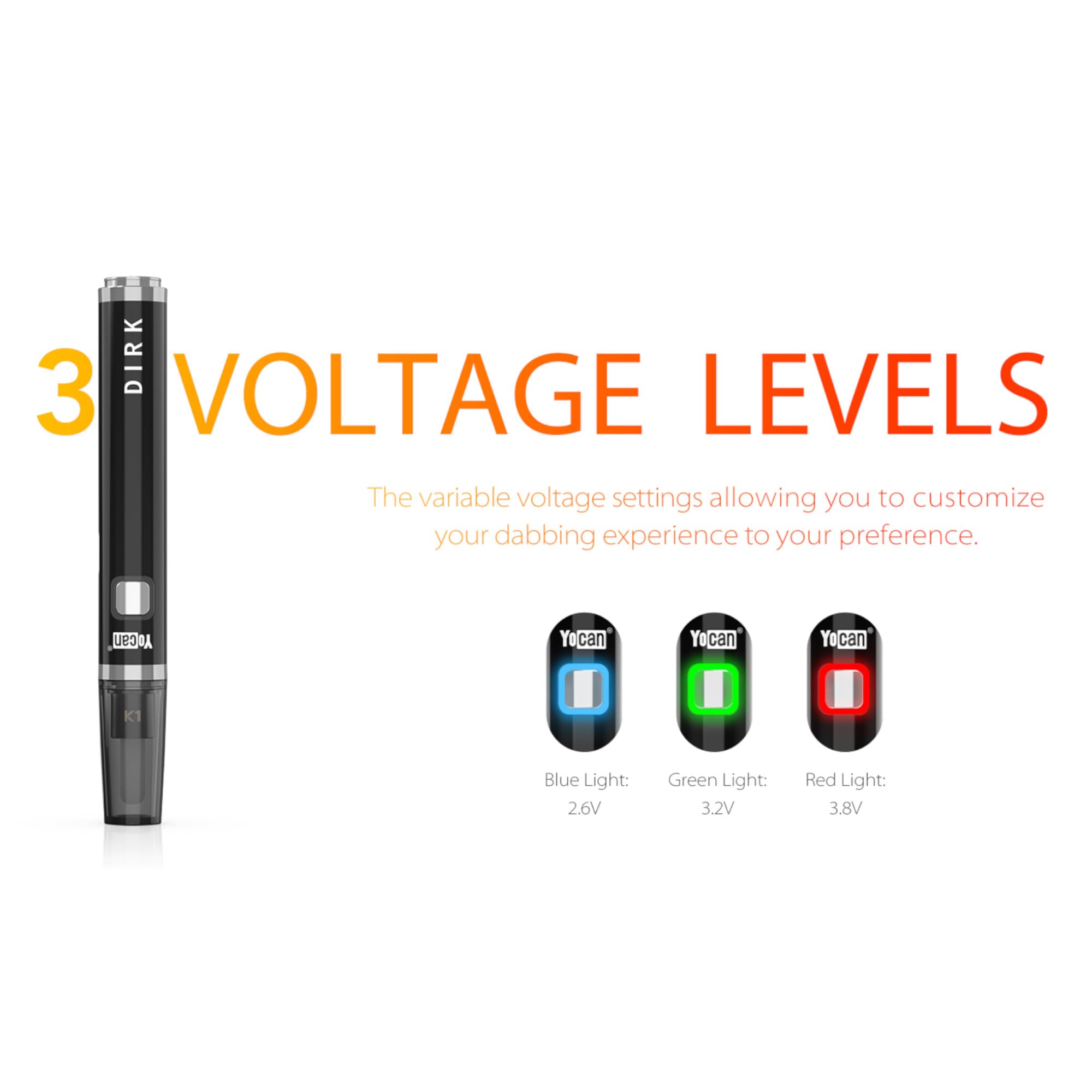 Yocan Couteau Dirk Dab Tool – Paramètres de tension prédéfinis, capacité de la batterie 400 mAh, USB Type-C, connexion magnétique, embouts de couteaux en céramique, housse de protection