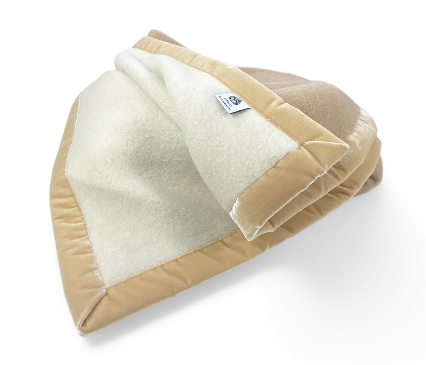 Tex family Manta de lana bicolor – Suave y cálida – Suave y cálida – Beige claro/oscuro – Cama individual 1 plaza – 150 x 210 cm