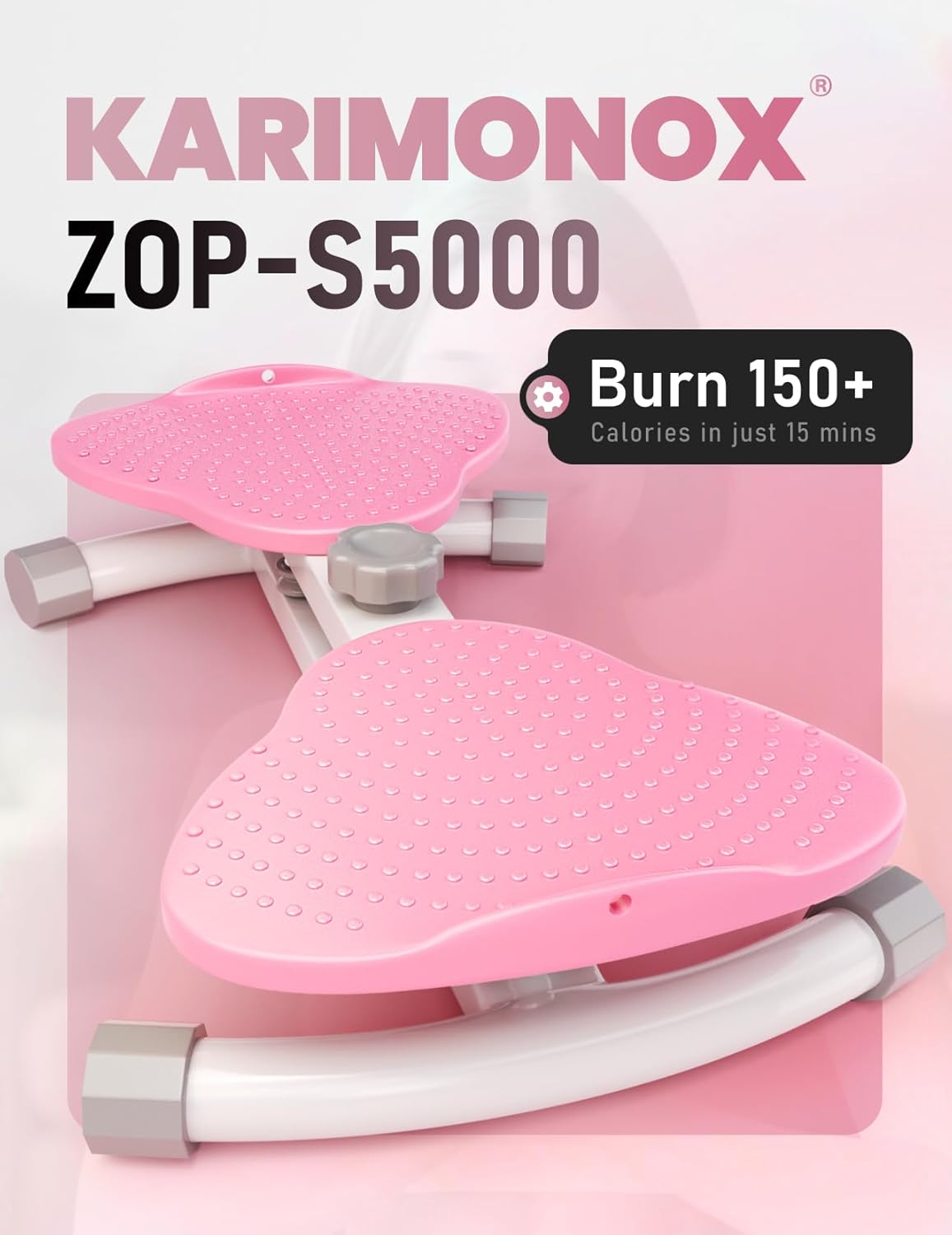 Waist Twister Machine for Body Toning, Fat Burning, Supports 300 lbs, Noiseless, Anti-Slip, Compact Portable for Home, Gym, Apartment, Office