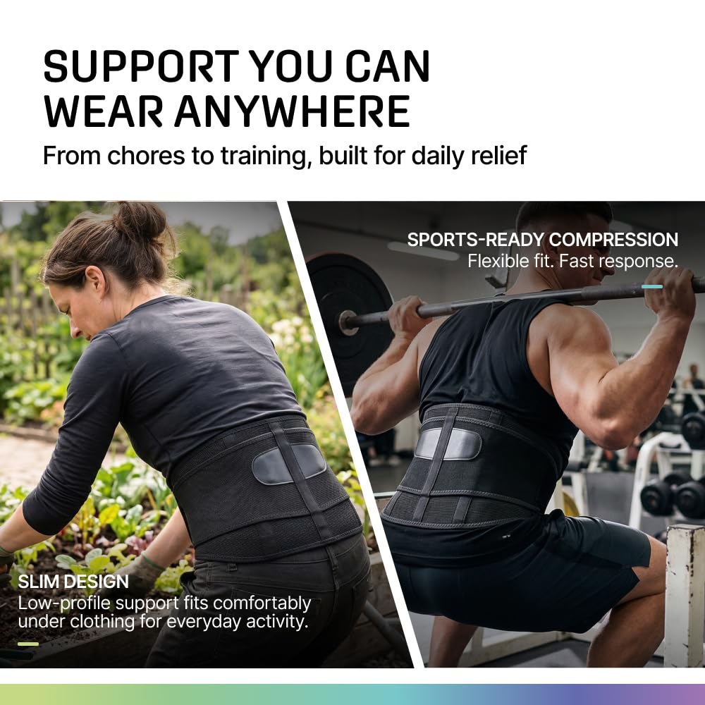 MODVEL Rückenbandage Lordosenstütze für den unteren Rücken für Damen und Herren, Rückengurt Orthopädische Körperhaltungskorrektor-Bandage 3XL [Schwarz]