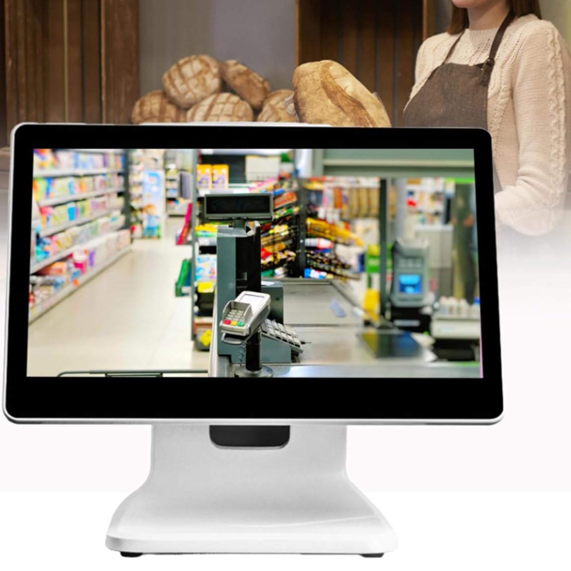 Caja registradora para pequeñas Empresas, Pantalla táctil de 15,6", Todo en uno, ángulo Ajustable para comercios, restaurantes y Puntos de Venta (TPV) para pequeñas Empresas.