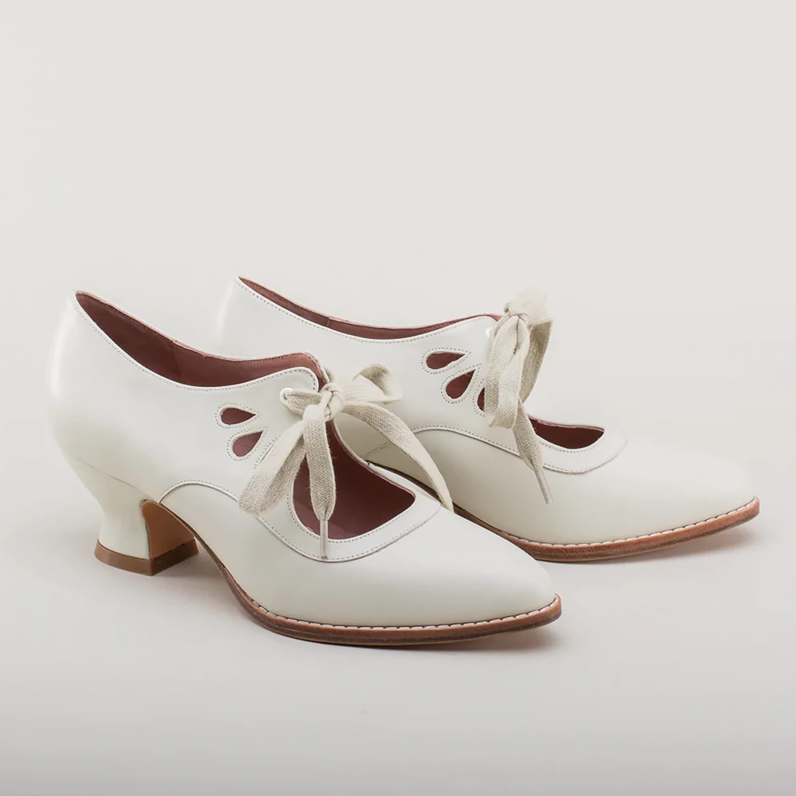 Générique Escarpins rétro Mary Jane pour femme - Style vintage - À lacets - Talon bas - Chaussures Derby - Grande taille