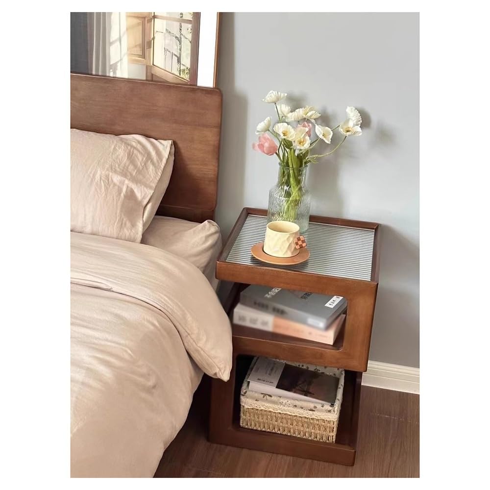 Moderno Comodino Rimovibile Legno Massello Semplice Moderno Piccolo Tavolino Multifunzionale Mobiletto Portaoggetti Camera da letto(Piccolo)