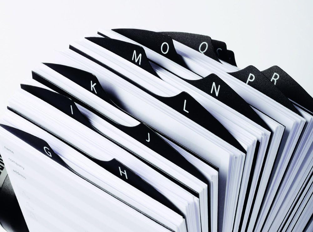 DURABLE - Fichier rotatif TELINDEX - Répertoire alphabétique - 500 cartes imprimés recto-verso - Touches A-Z -Format 104 x 72 mm - Noir - 1 pièce - 248201