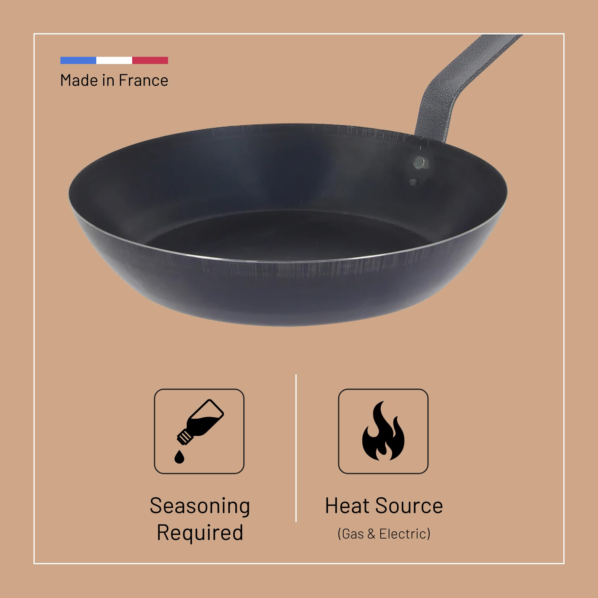 De Buyer 5020.36 Runde Lyonnaise Bratpfanne 36Cm, Schwarz