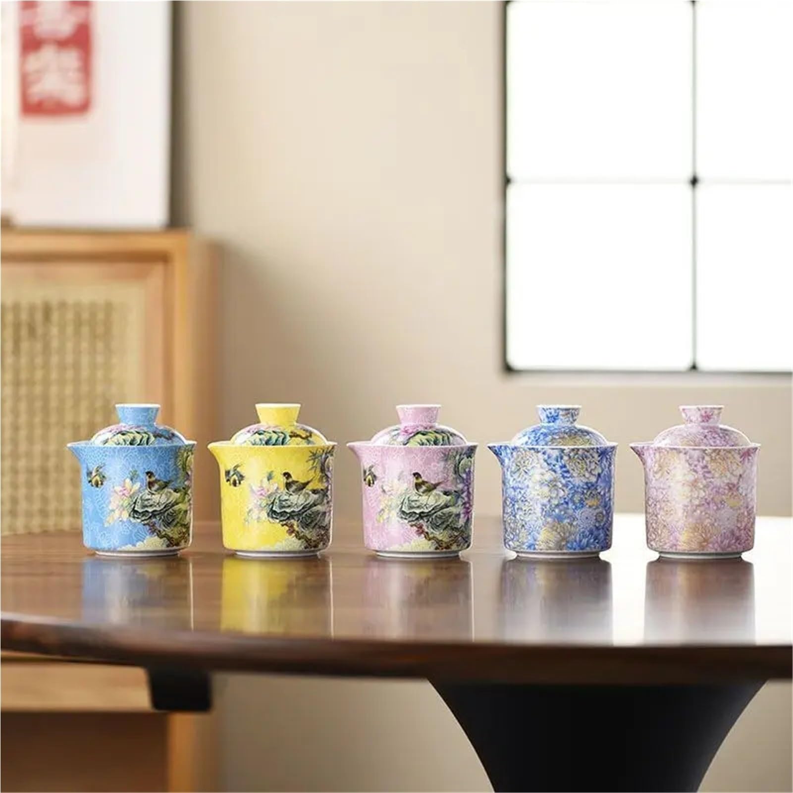 Przenośny zestaw do herbaty na kemping, emaliowany kubek ekspresowy, ceramiczny prosty zestaw do herbaty domowej (D 1 zestaw)