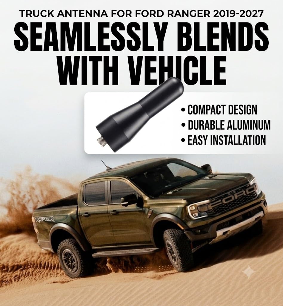 Pour Ford Ranger Antenne courte courte de 5,1 cm pour Ford Ranger 2019-2022 noir