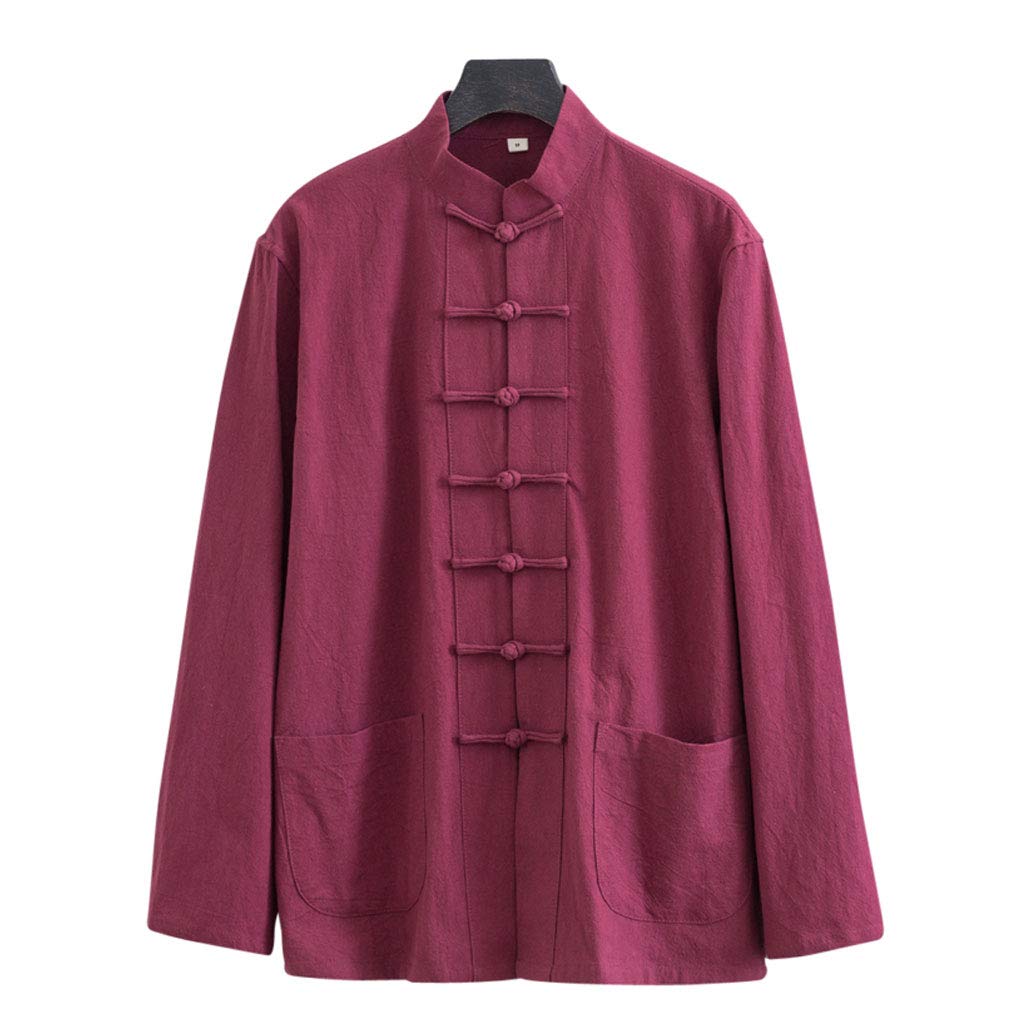 Uniforme de Tai Chi rouge 6XL en coton et lin chemise Hanfu Kung Fu homme