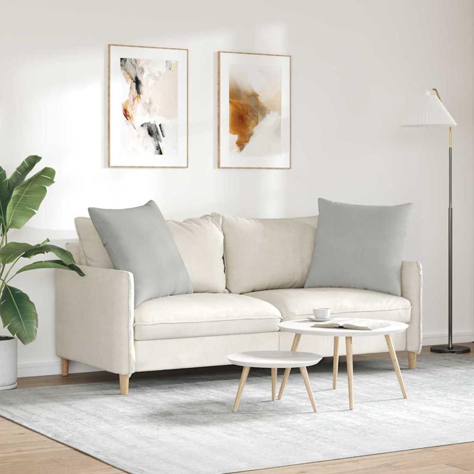 2 cuscini da divano, grigio chiaro, 80 x 80 cm, tessuto sfoderabile, con imbottitura in poliestere, per soggiorno, camera da letto e ufficio in casa