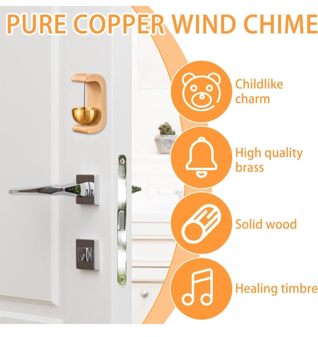 Krishna Zone Beech Wood Door Bell Without Wire Send Adhesive Tape, Dopamine Magnetic Store Entrance Doorbell, Doorbell For Homes, Decoration Multifunctional Doorbell, Doorbell Can Be Used As A Gift 4