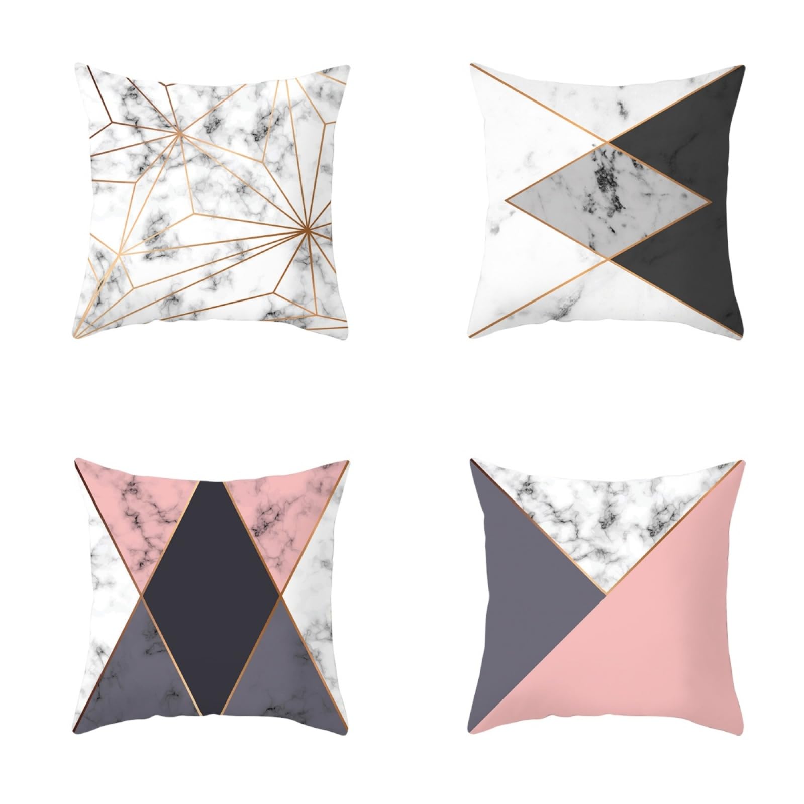 Cushion Covers Pink Black Golden Pillow Cases 4 Pack Sofa Cushions 40x40cm
