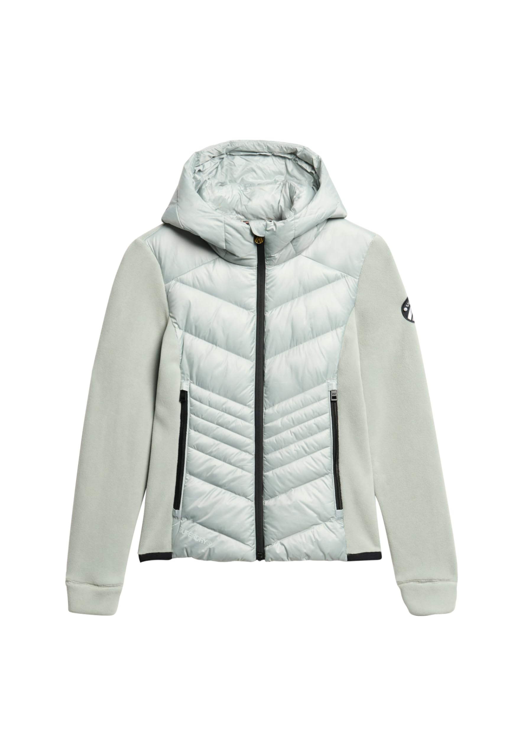 Superdry Fleecejacke mit Kapuze – Storm, Hellgrau, Slim Fit, Größe 42
