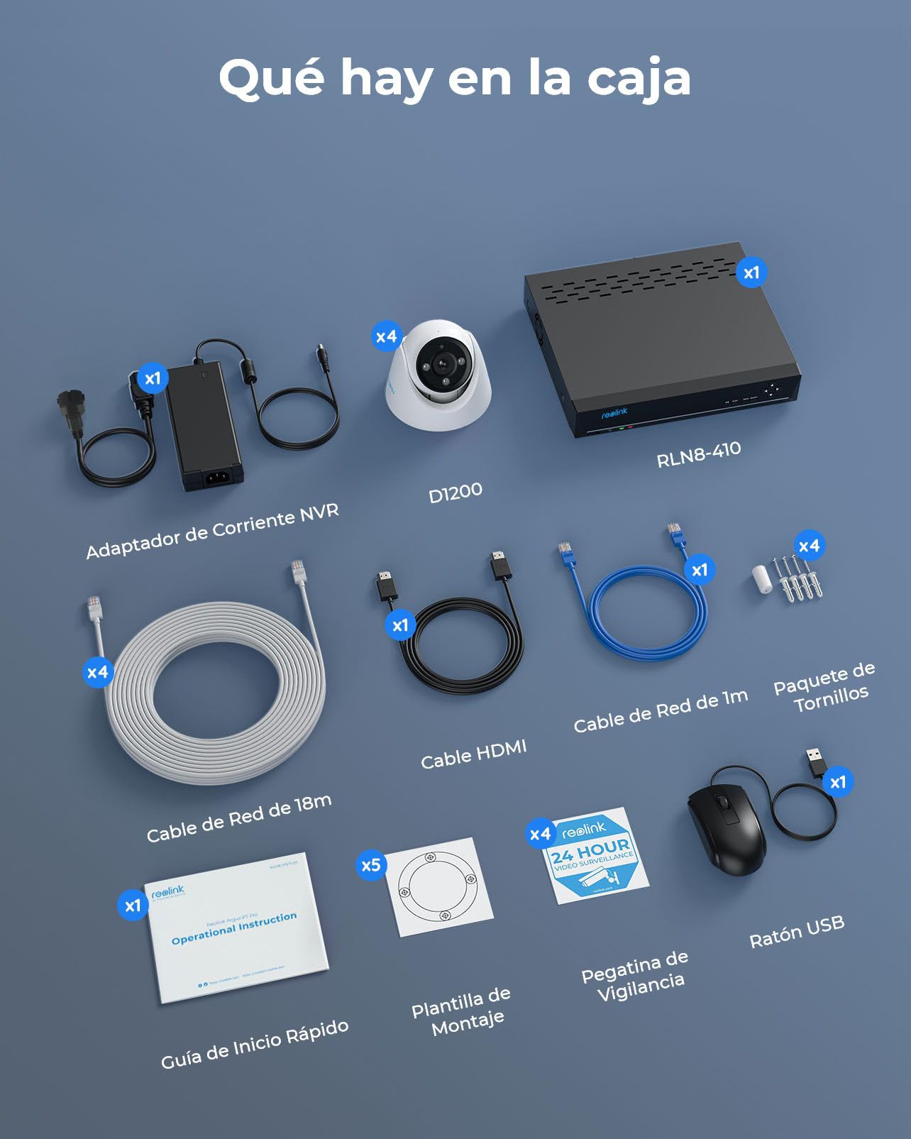 Reolink 12MP Kit Camaras de Vigilancia Exterior con Spotlight, 4X IP PoE Cámaras de Seguridad con HDD de 2TB para Grabación Continua, Visión Nocturna Colorida, Audio bidireccional, RLK8-1200D4-A