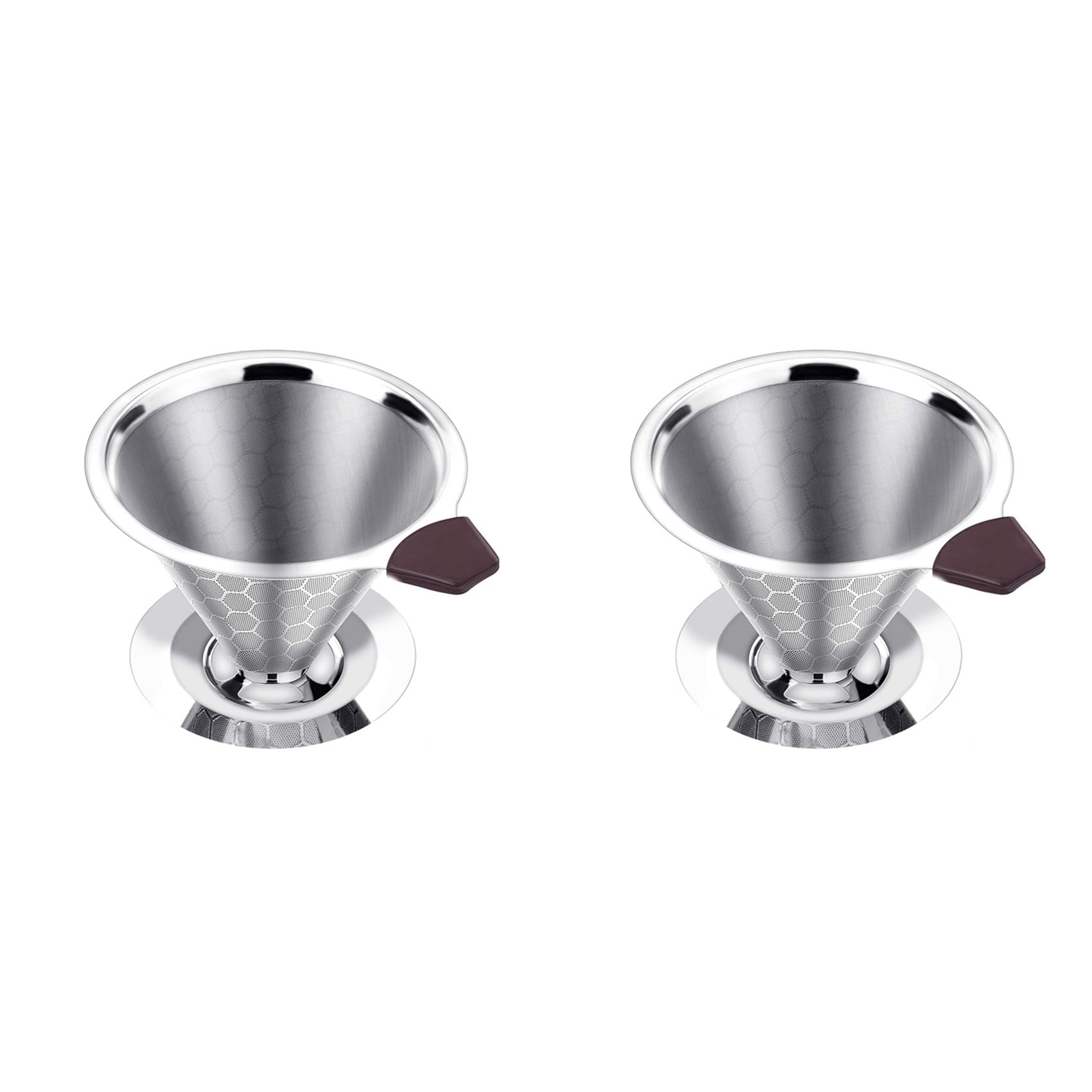 Aundhegrtt 2X Pour over Coffee Filter Dripper Reusable Stainless Steel Drip Coffee Maker Cone Coffee Mesh Filters for 1-4 Cup