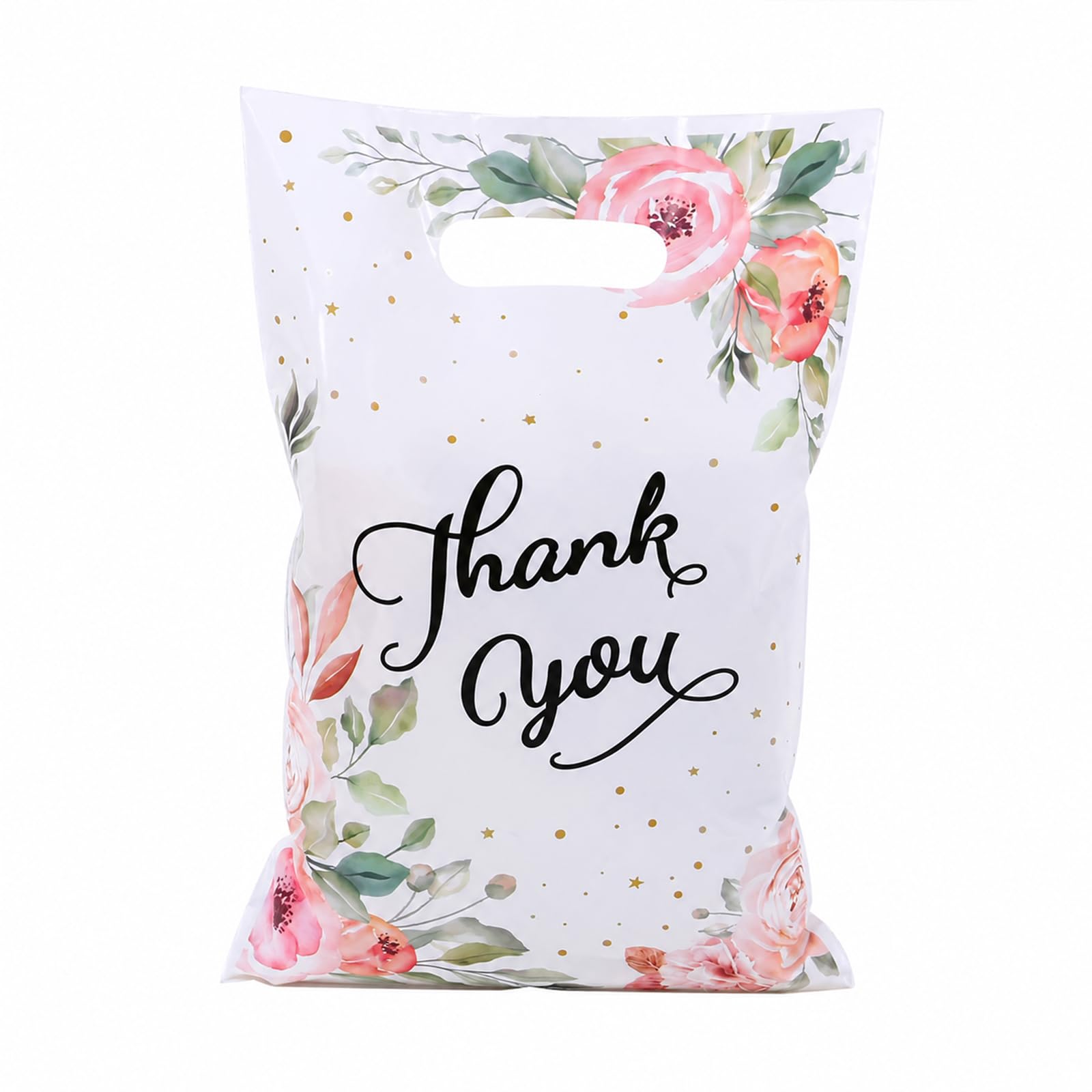 50Pcs Floral Thank You Gift Bags, Thank You Bags with Handles