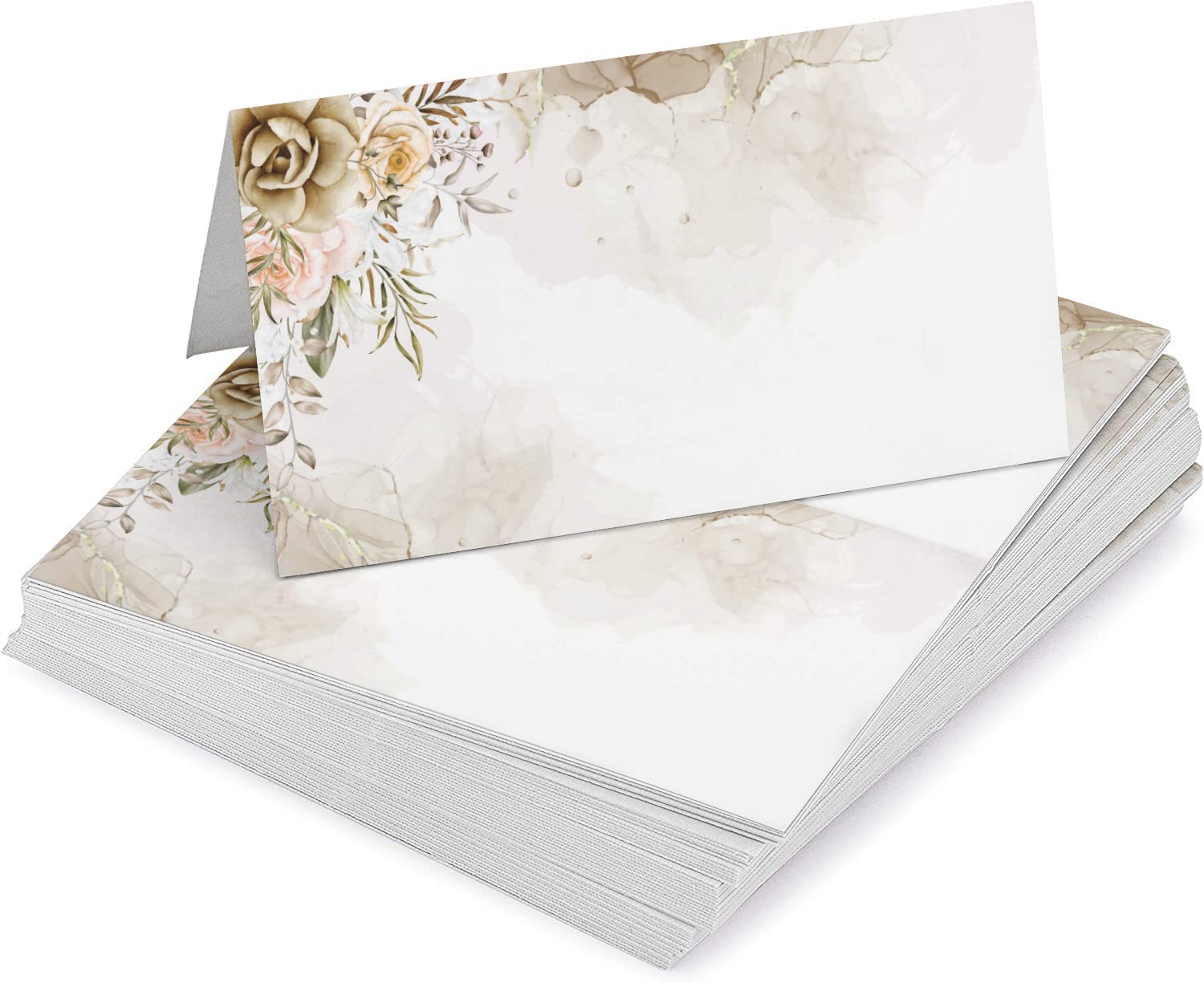 Inkdotpot Pack Of 24, Printed Tent Tables Place Cards For Table Setting For Wedding Thanksgiving- Christmas Holiday Catering Buffet Food Table Tents- Wedding Name Escort Cards (Floral)