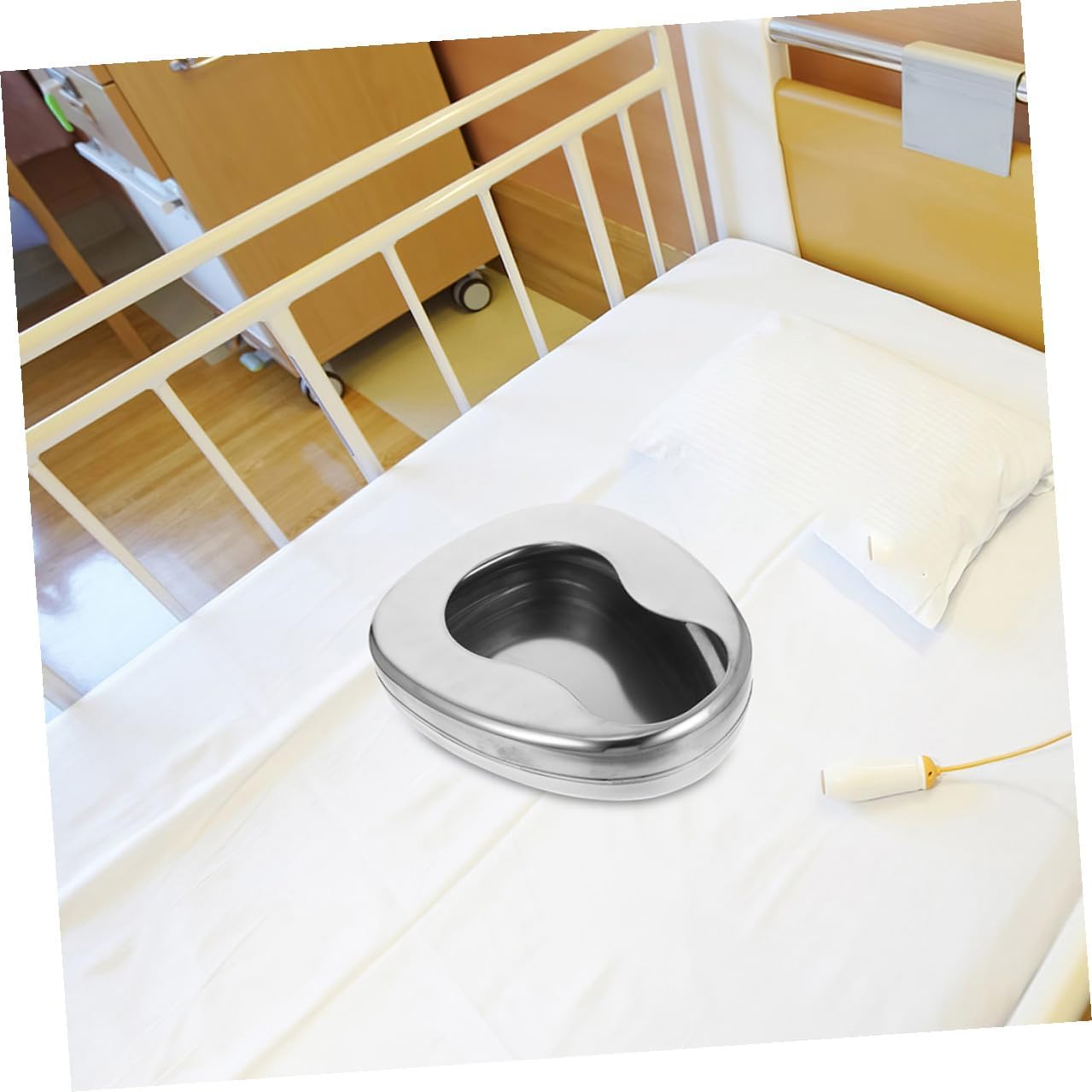 SAFIGLE Stainless Steel Bedpan 2pcs Set Portable Metal Bed Pan for Elderly and Bedridden Patients Home Care Hospital Use