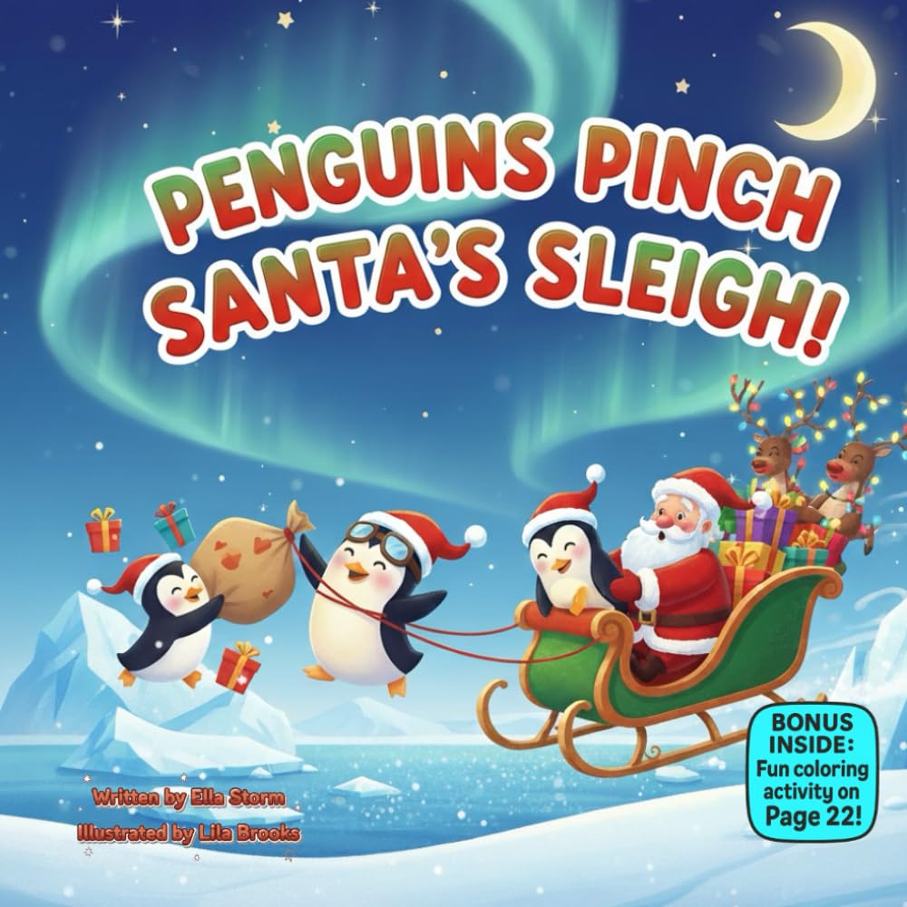 Penguins Pinch Santa’s Sleigh!: A Silly Rhyming Christmas Adventure About Curiosity, Teamwork, and Fixing Mistakes (kids christmas books)