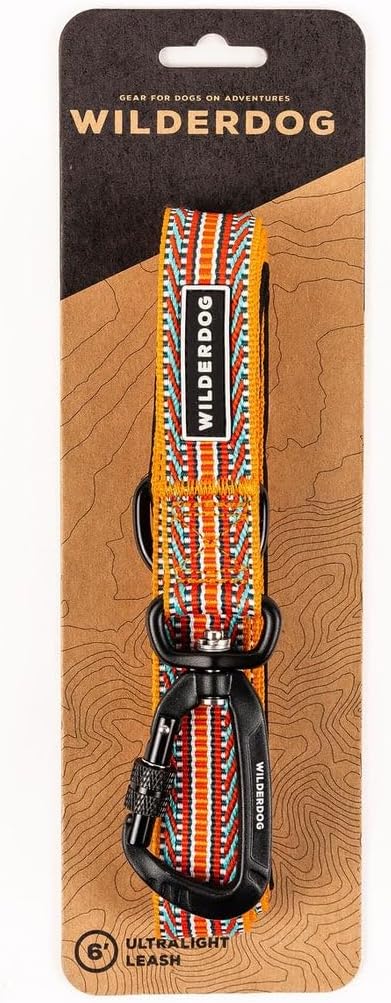 Wilderdog Ultralight Leash Series for Dogs 6 ft Long and Only 3.75 oz with swiveling, Locking Carabiner Attachment and Lightly Padded Handle with D-Ring - Sienna